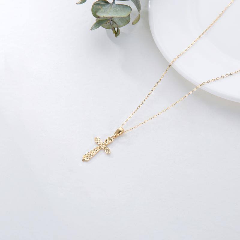 9K Gold Cross Pendant Necklace-4