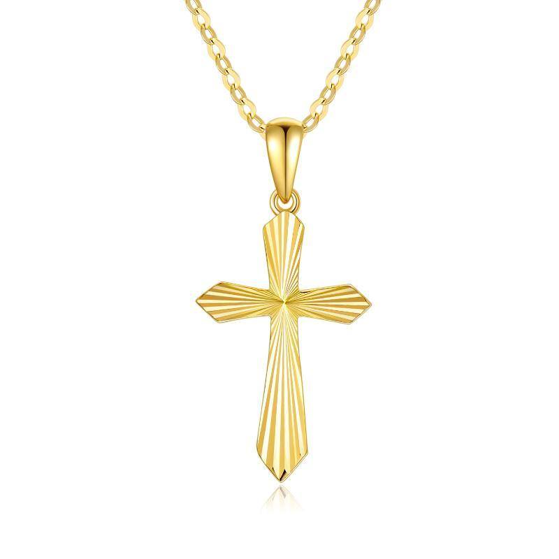 9K Gold Cross Pendant Necklace-1