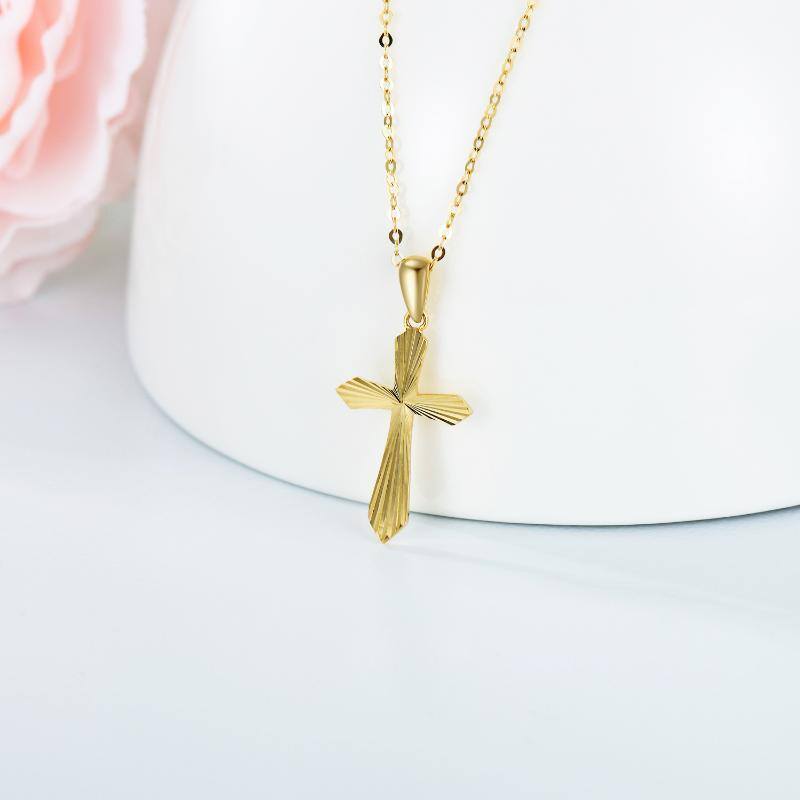 9K Gold Cross Pendant Necklace-3