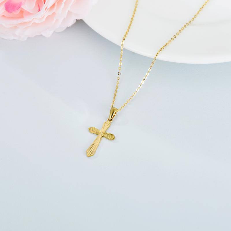 18K Gold Cross Pendant Necklace-4