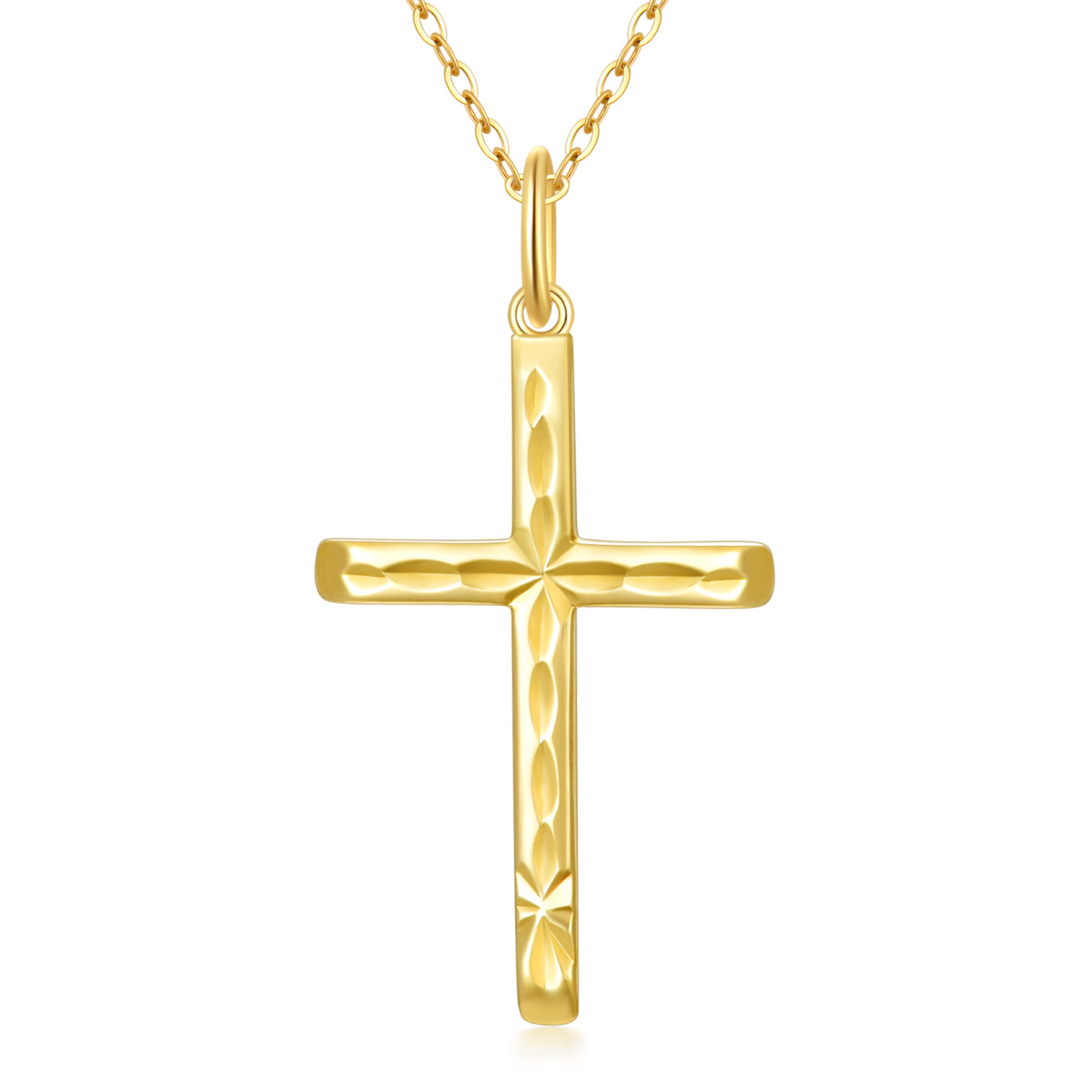 9K Gold Cross Pendant Necklace-1