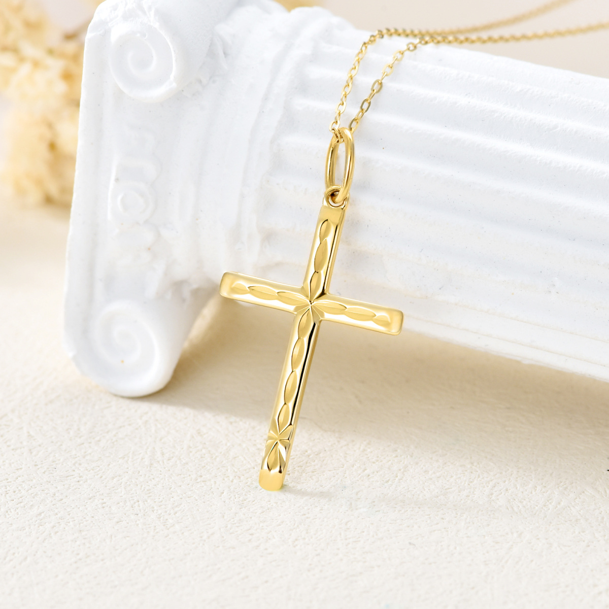 9K Gold Cross Pendant Necklace-3