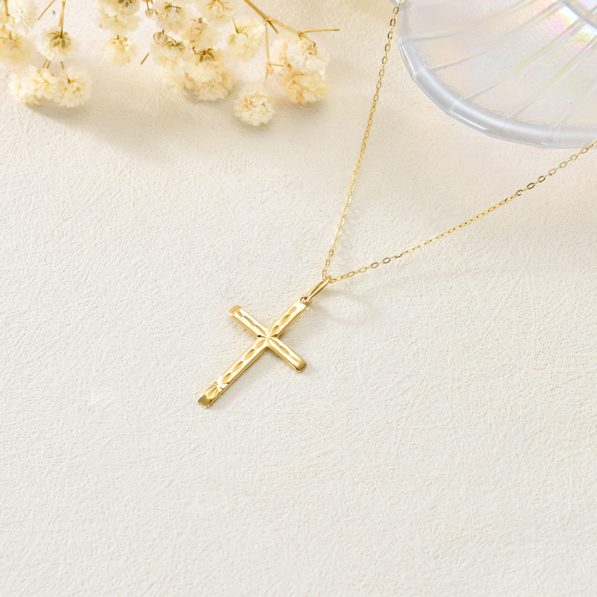 9K Gold Cross Pendant Necklace-4