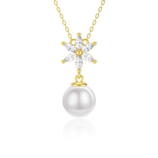 Collana con ciondolo a margherita con zirconia cubica in oro 9K