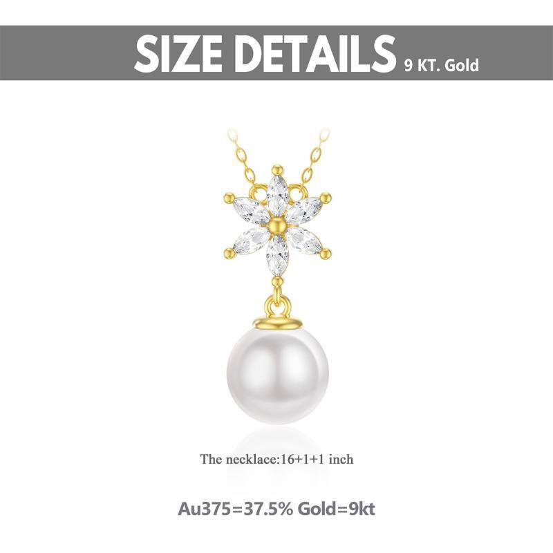 9K Gold Cubic Zirconia Daisy Pendant Necklace-3