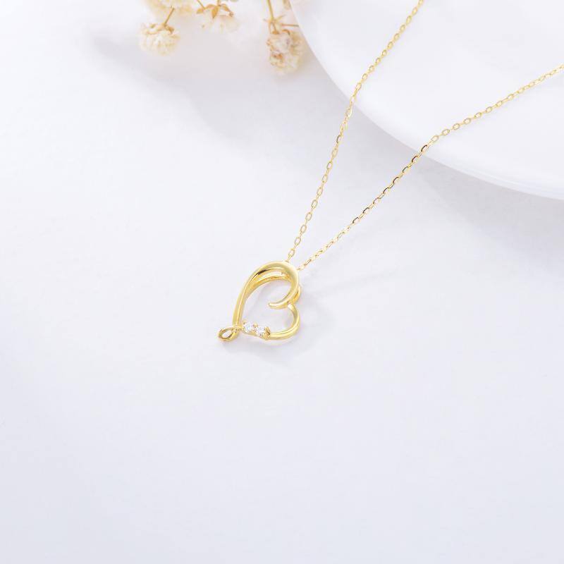 9K Gold Diamond Heart Pendant Necklace-4
