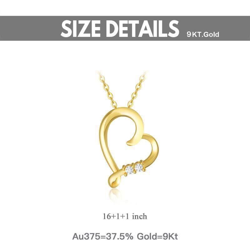 9K Gold Diamond Heart Pendant Necklace-5