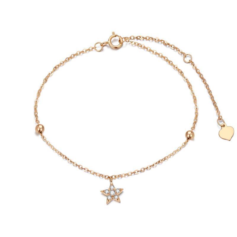 Pulsera Colgante Estrella Diamante Oro 9K-1
