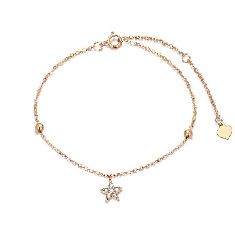 9K Gold Diamond Star Charm Bracelet-1