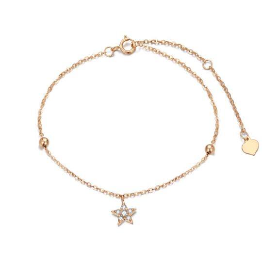 Pulseira com pingente de estrela de diamante em ouro 9K