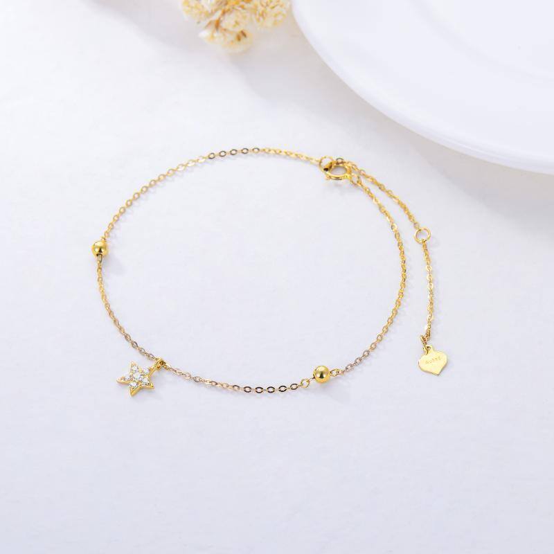 Pulseira com pendente estrela em ouro de 9 quilates e diamantes-3