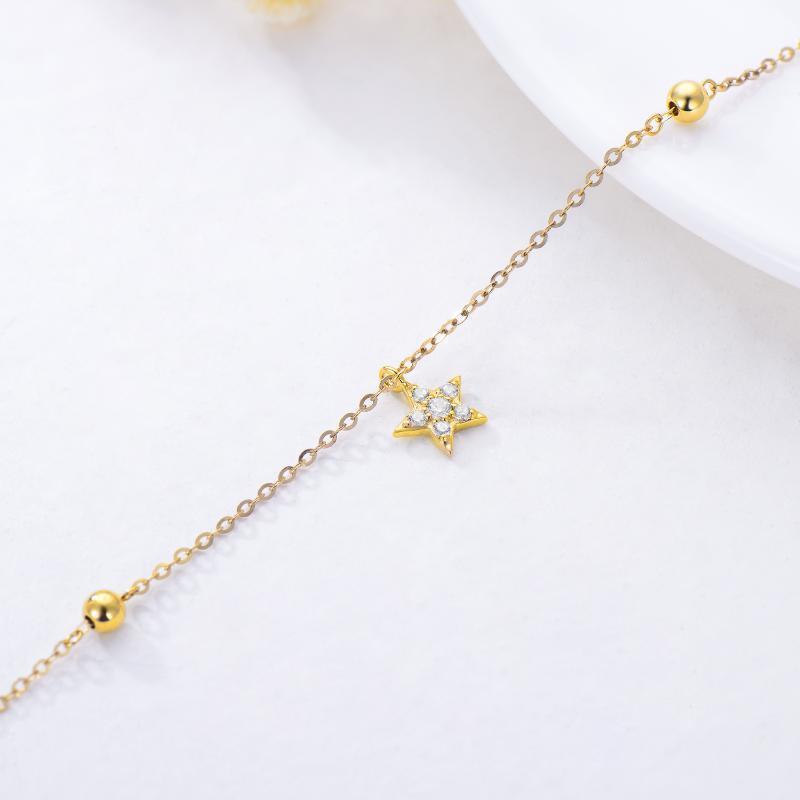 Pulsera Colgante Estrella Diamante Oro 9K-4