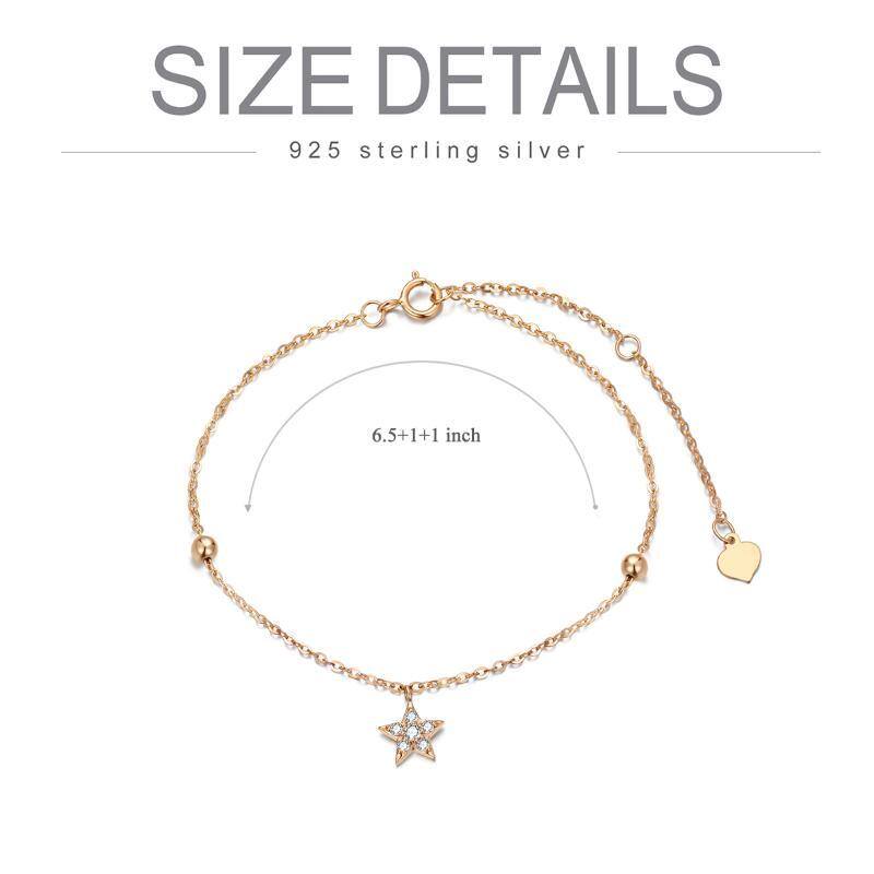 9K Gold Diamond Star Charm Bracelet-5