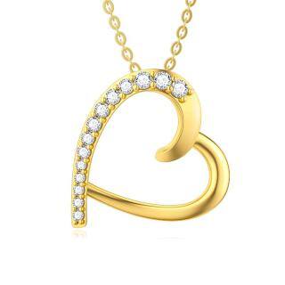 9K Gold Cubic Zirconia Electrocardiogram Pendant Necklace-4