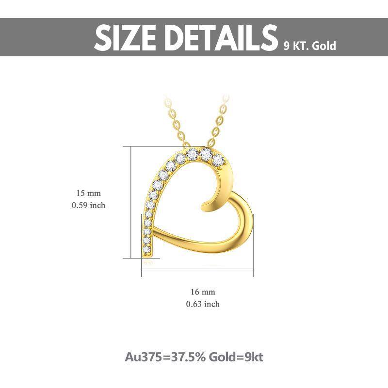 9K Gold Cubic Zirconia Electrocardiogram Pendant Necklace-5