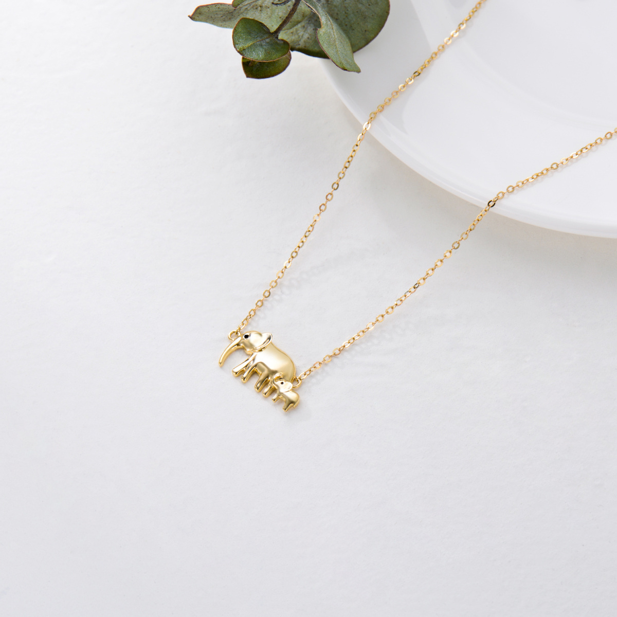 9K Gold Elephant Pendant Necklace-3