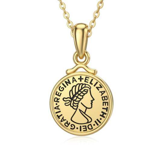 9K Gold Elizabeth II Coin Pendant Necklace