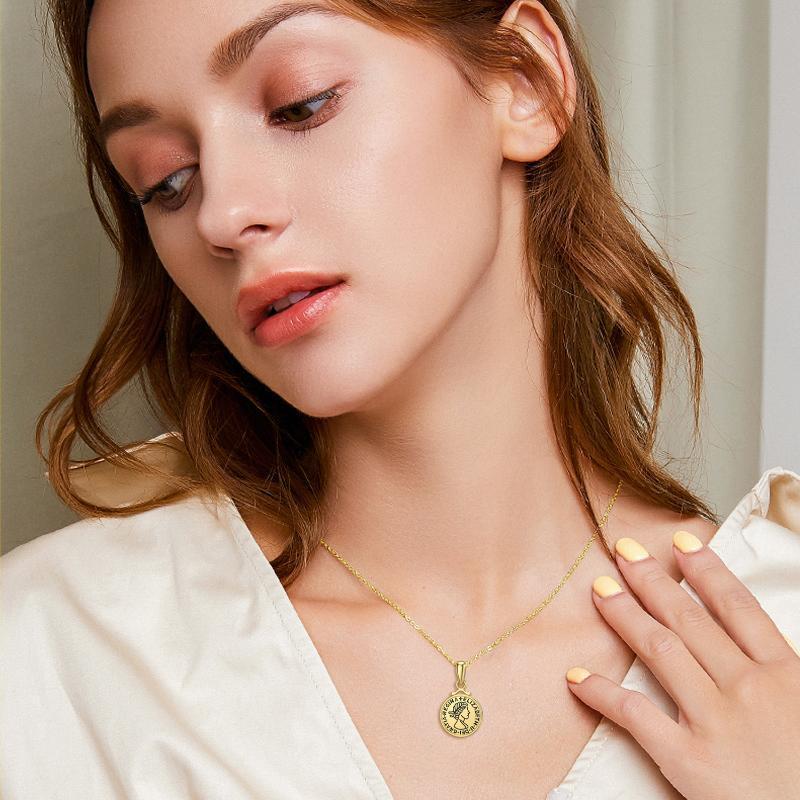 Collier avec pendentif en or 9K en forme de pièce de monnaie Elizabeth II-2