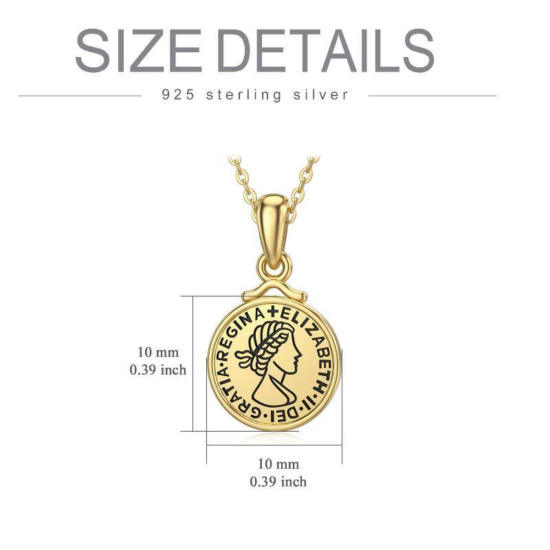 10K Gold Elizabeth II Coin Pendant Necklace-5