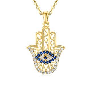 9K Gold Cubic Zirconia Evil Eye & Hamsa Hand Pendant Necklace-27