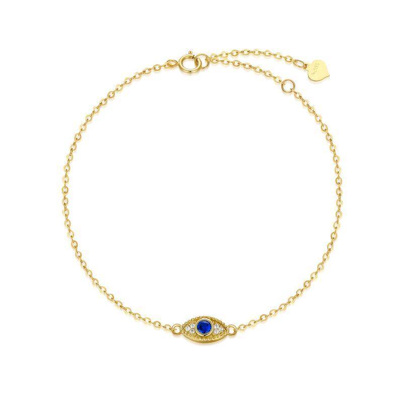 9K Gold Cubic Zirconia Evil Eye Charm Bracelet-1