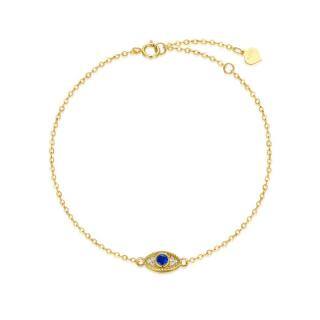 9K Gold Cubic Zirconia Evil Eye Charm Bracelet-45