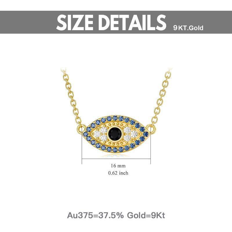 9K Gold Cubic Zirkonia Evil Eye Anhänger Halskette-6