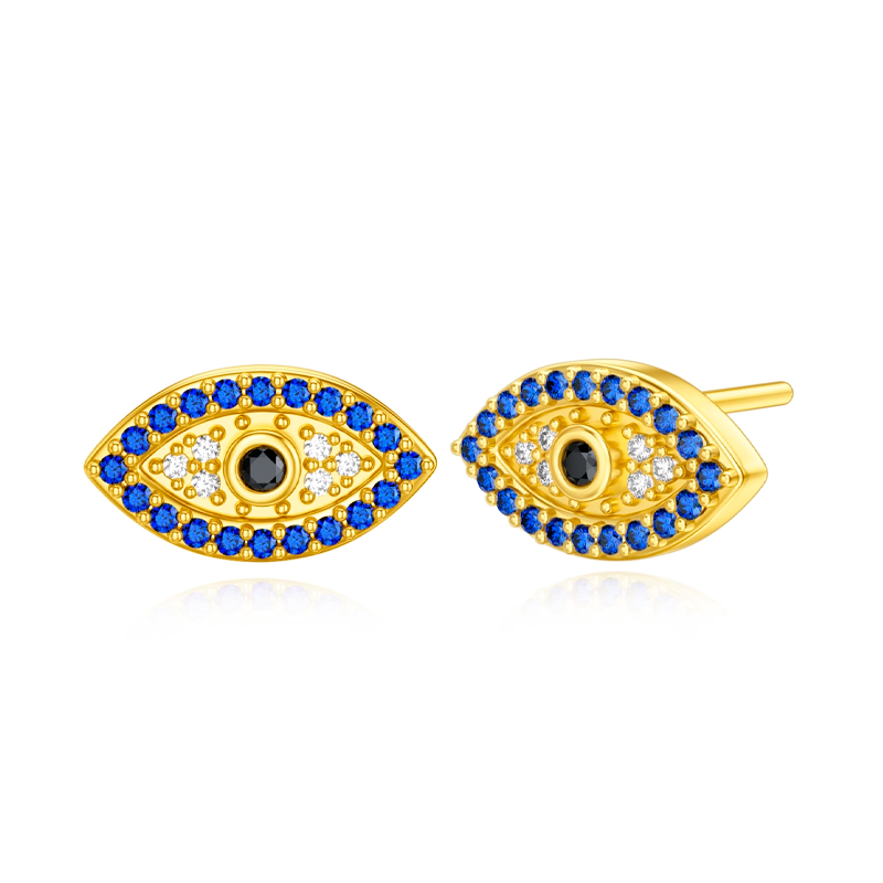 9K Gold Cubic Zirkonia Evil Eye Ohrstecker-1