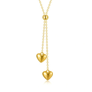 9K Gold Heart Adjustable Y Necklace-15