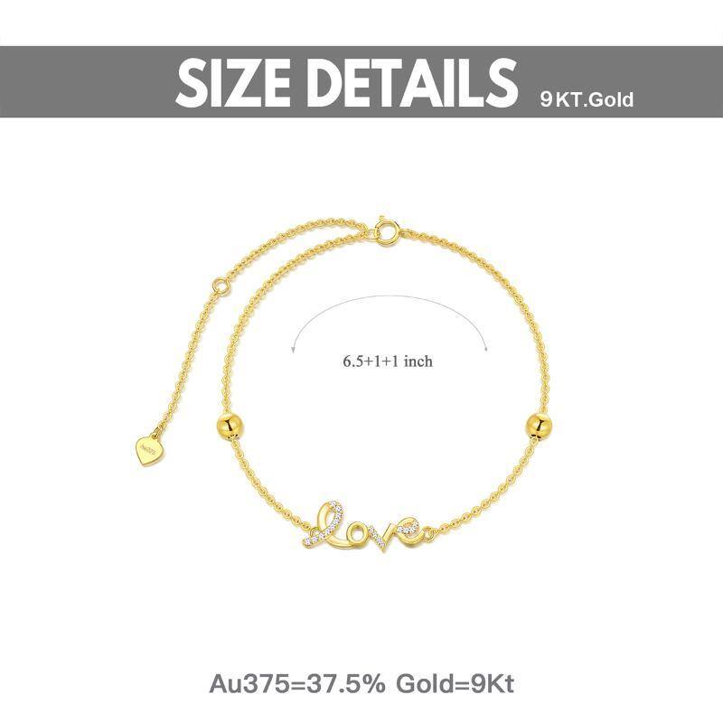 9K White Gold Heart Metal Beads Bracelet with Engraved Word-5