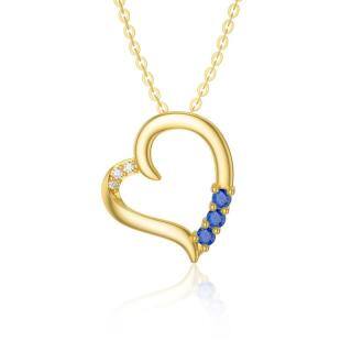 9K Gold Cubic Zirconia Heart Pendant Necklace-39