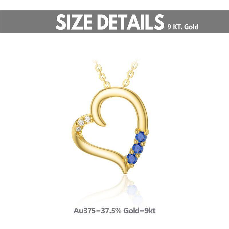 9K Gold Cubic Zirconia Heart Pendant Necklace-3