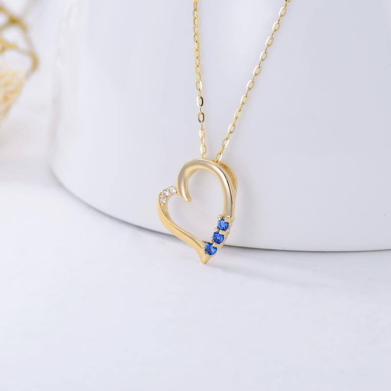 9K Gold Cubic Zirconia Heart Pendant Necklace-4