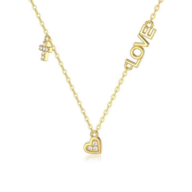 Collier avec pendentif en forme de coeur en or 9K-1