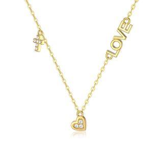 9K Gold Heart Pendant Necklace-37