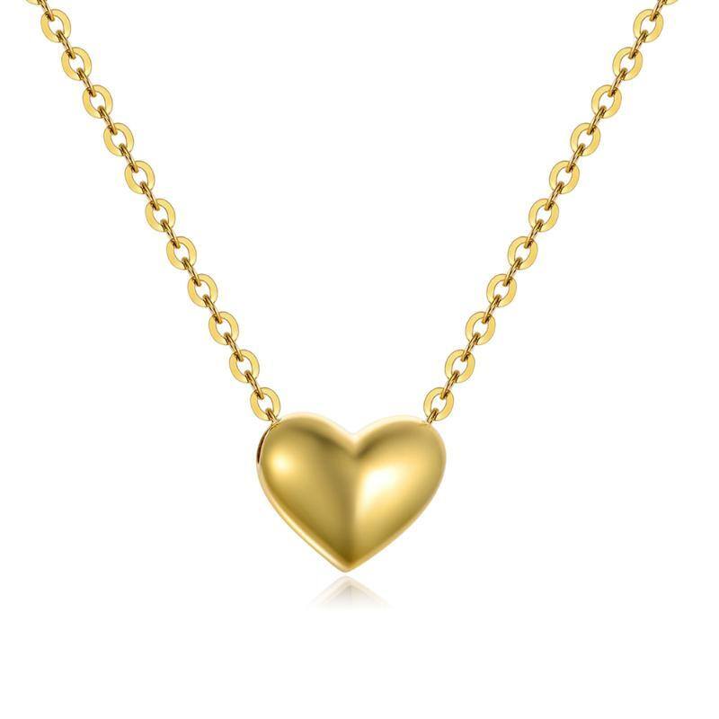 10K Gold Heart Pendant Necklace-1