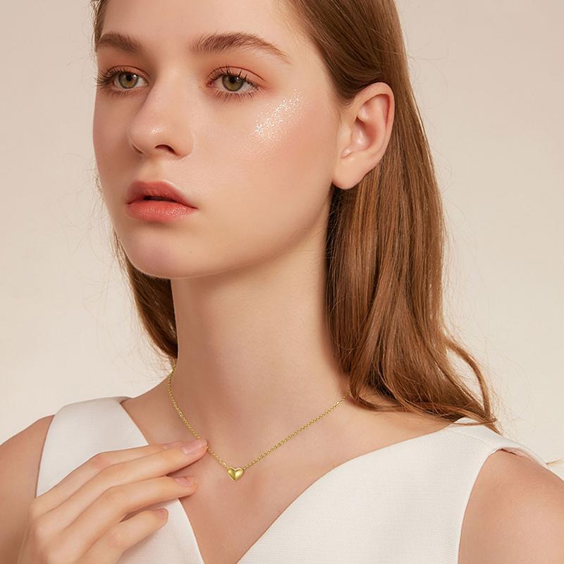 9K Gold Heart Pendant Necklace-2