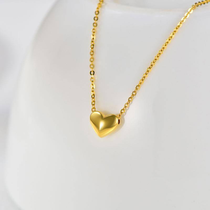 10K Gold Heart Pendant Necklace-3