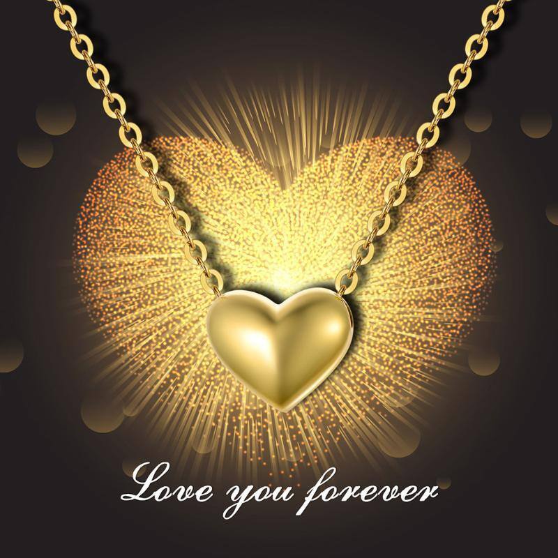 10K Gold Heart Pendant Necklace-4