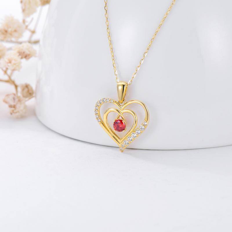 9K White Gold Heart Pendant Necklace-3