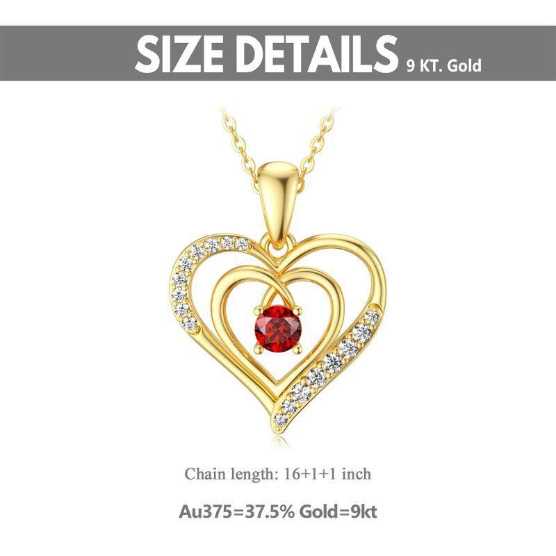 9K White Gold Heart Pendant Necklace-5