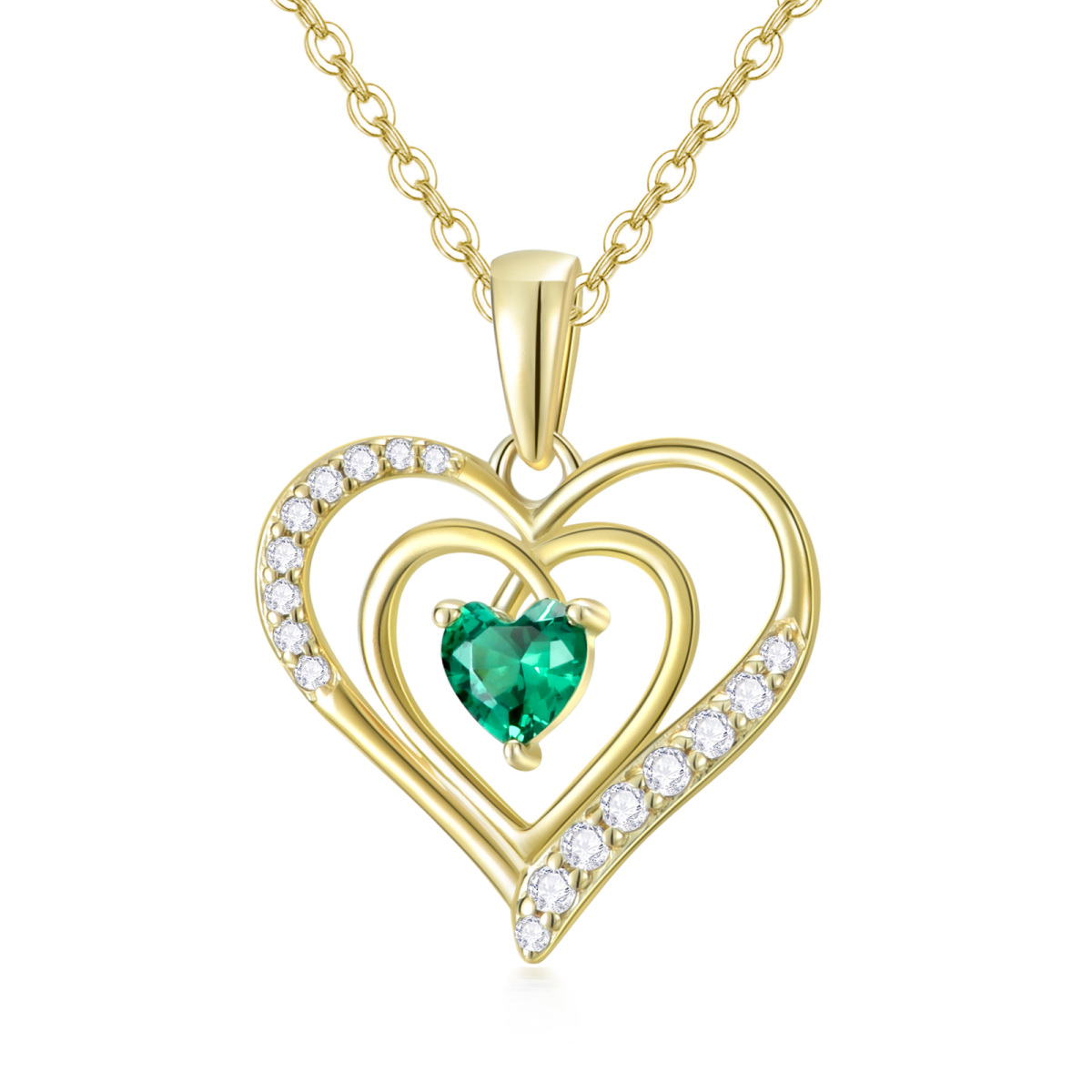 Collier pendentif coeur en or 9K à zircon cubique-1