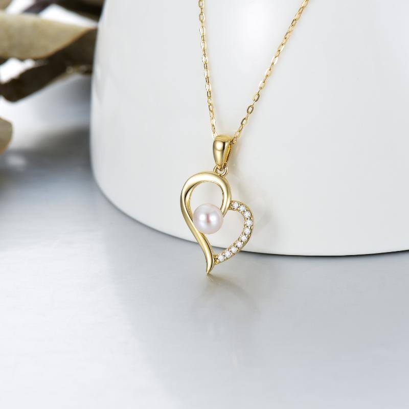 9K Gold Heart Pendant Necklace-3