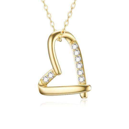 9K Gold Cubic Zirconia Heart Pendant Necklace