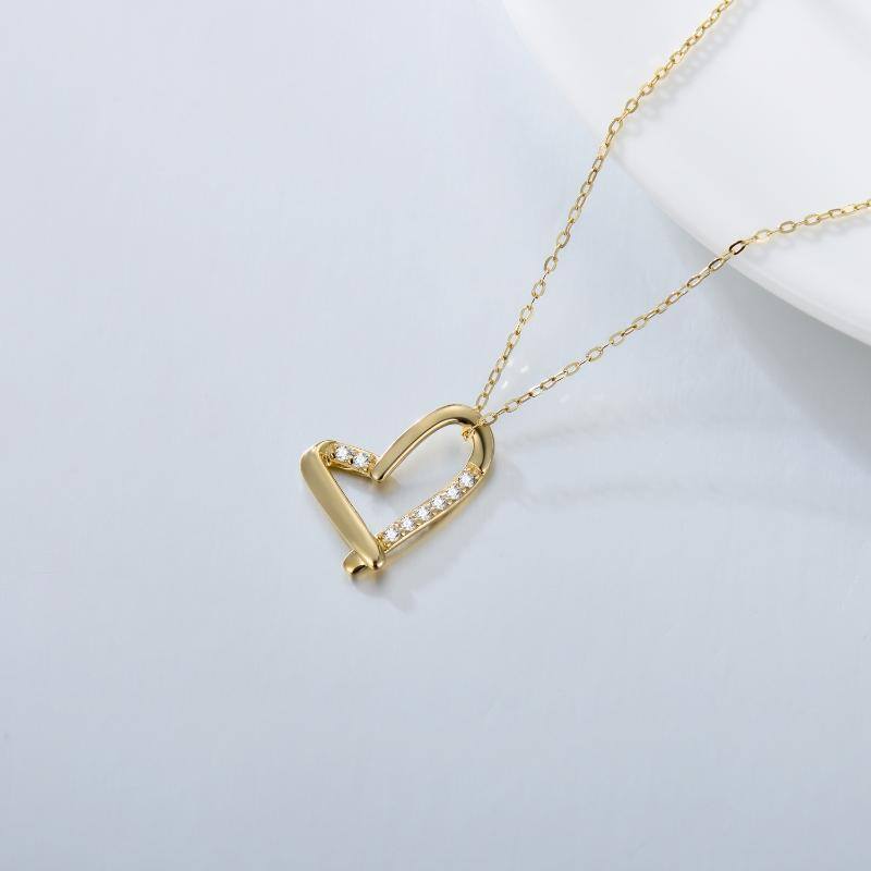 Collar Colgante Corazón Zirconia Cúbica Oro 9K-4