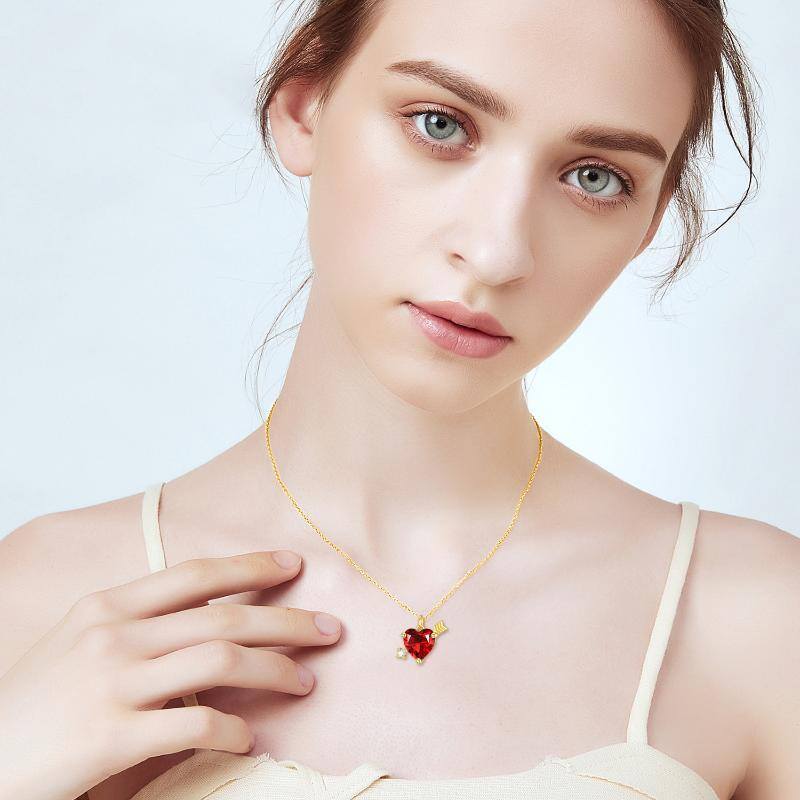 10K Gold Cubic Zirconia Heart Pendant Necklace-2