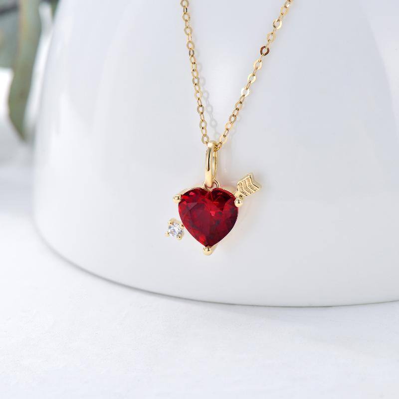 10K Gold Cubic Zirconia Heart Pendant Necklace-3