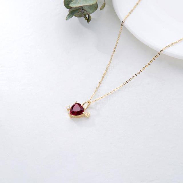 Collier pendentif coeur en or 9K à zircon cubique-4