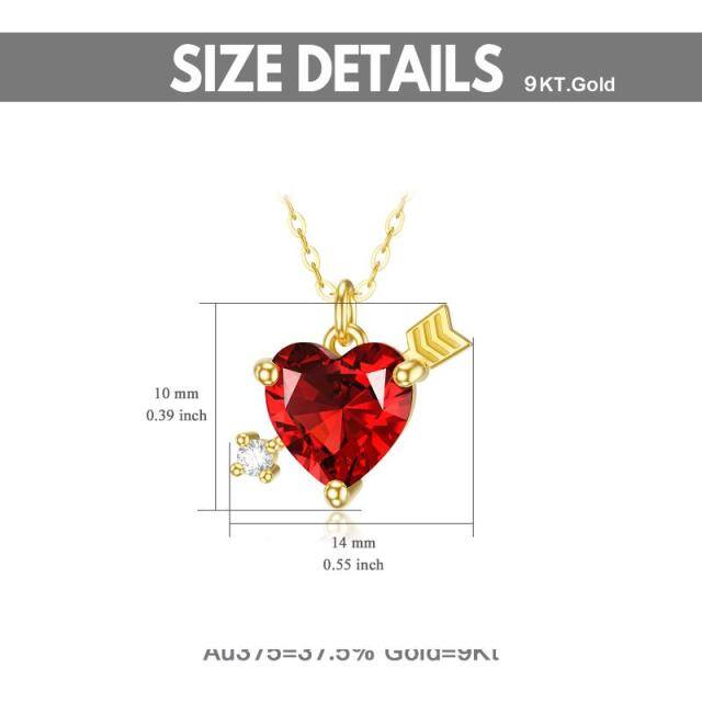 Collier pendentif coeur en or 9K à zircon cubique-5