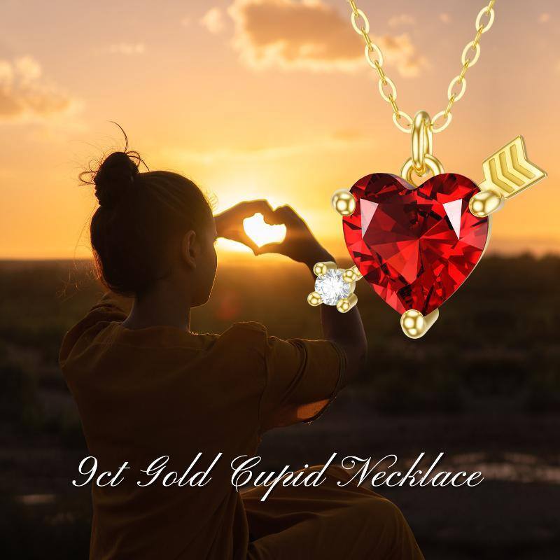 10K Gold Cubic Zirconia Heart Pendant Necklace-6